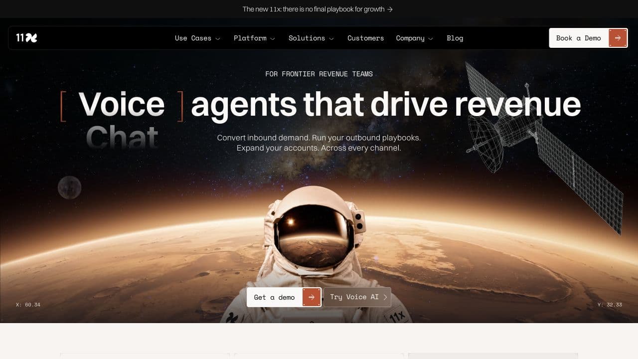 11x website homepage screenshot