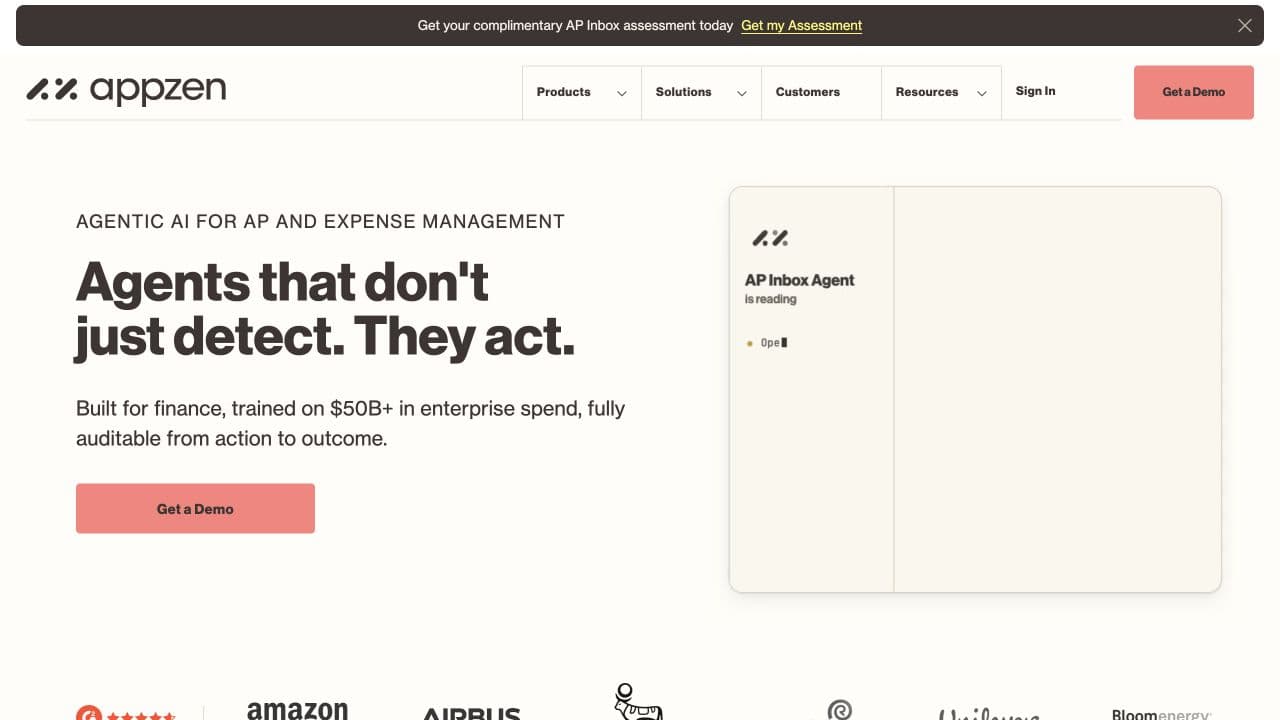 AppZen website homepage screenshot