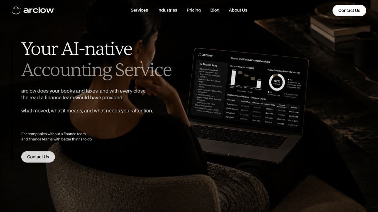 arclow website homepage screenshot