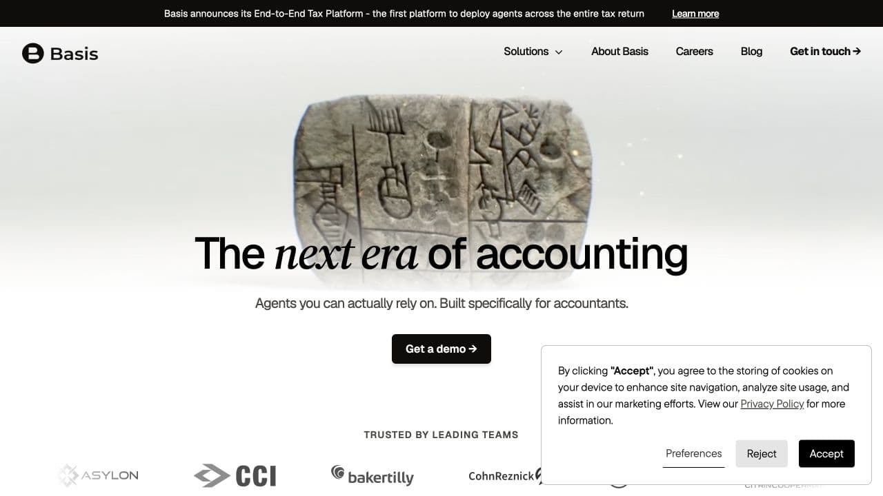 Basis website homepage screenshot