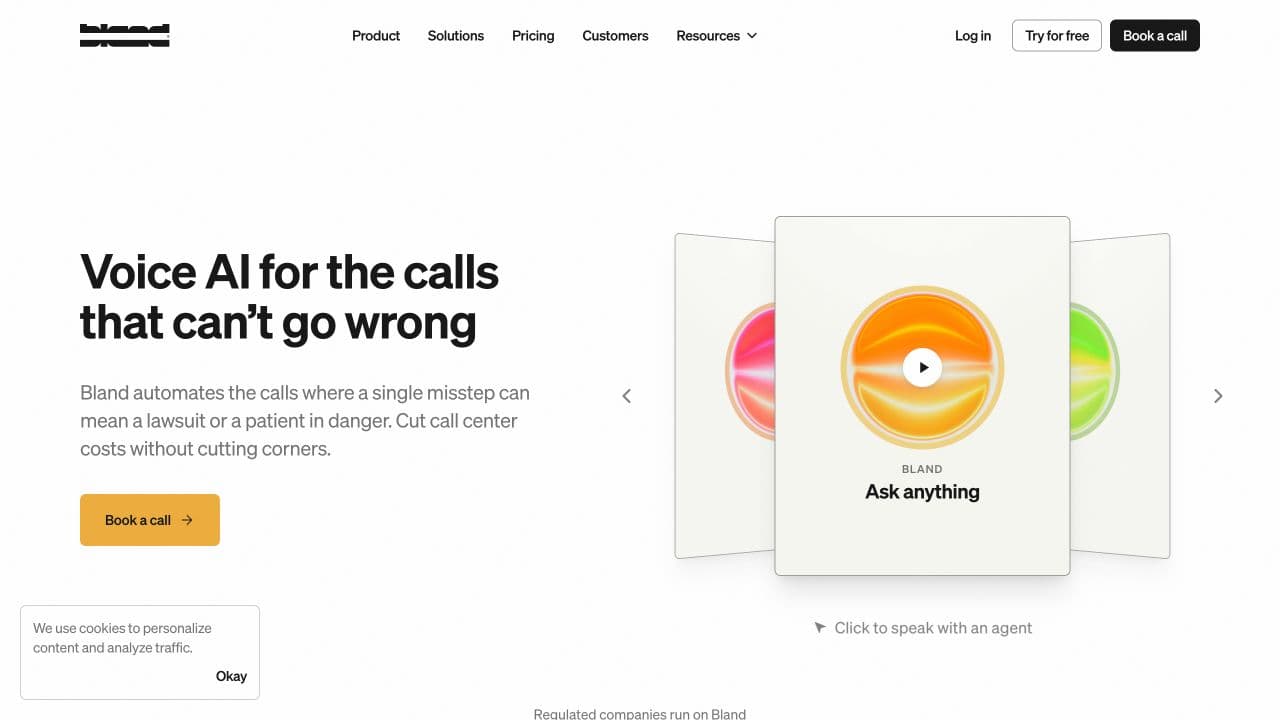 Bland AI website homepage screenshot
