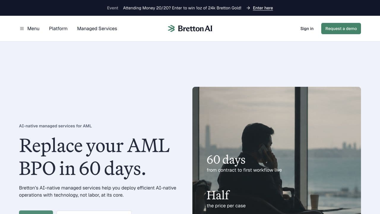 Bretton AI website homepage screenshot