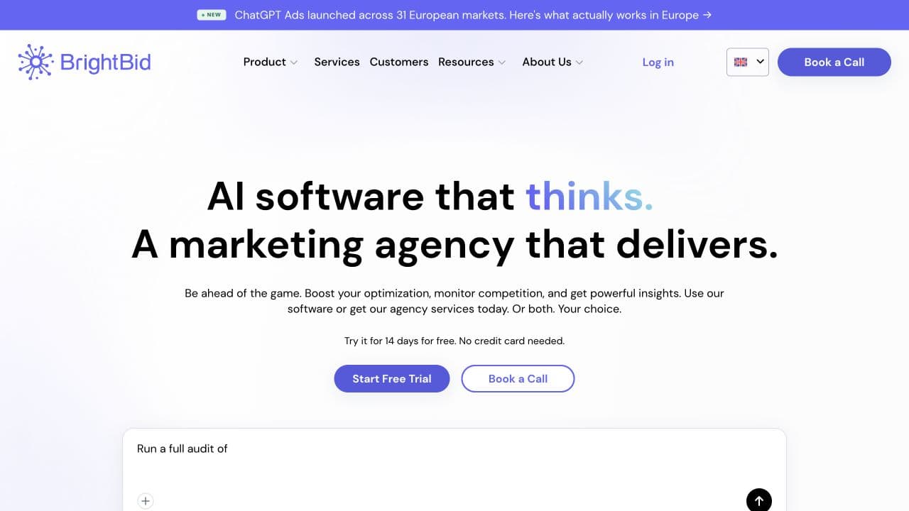 BrightBid website homepage screenshot
