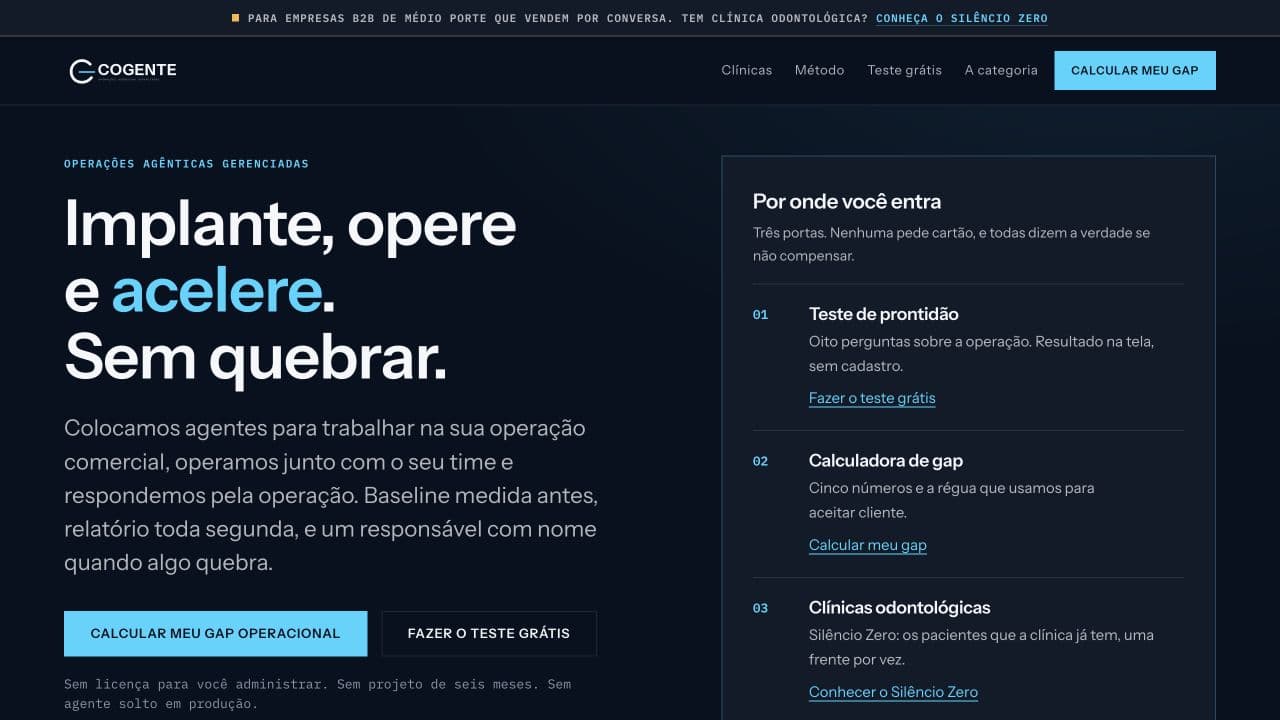 Cogente website homepage screenshot