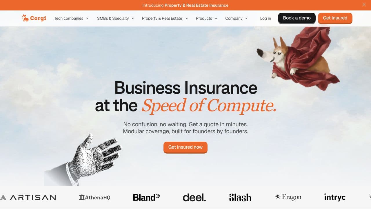 Corgi website homepage screenshot