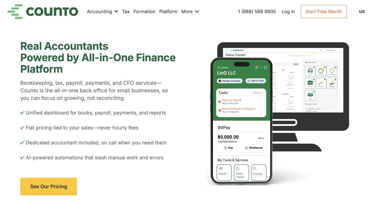 Counto website homepage screenshot