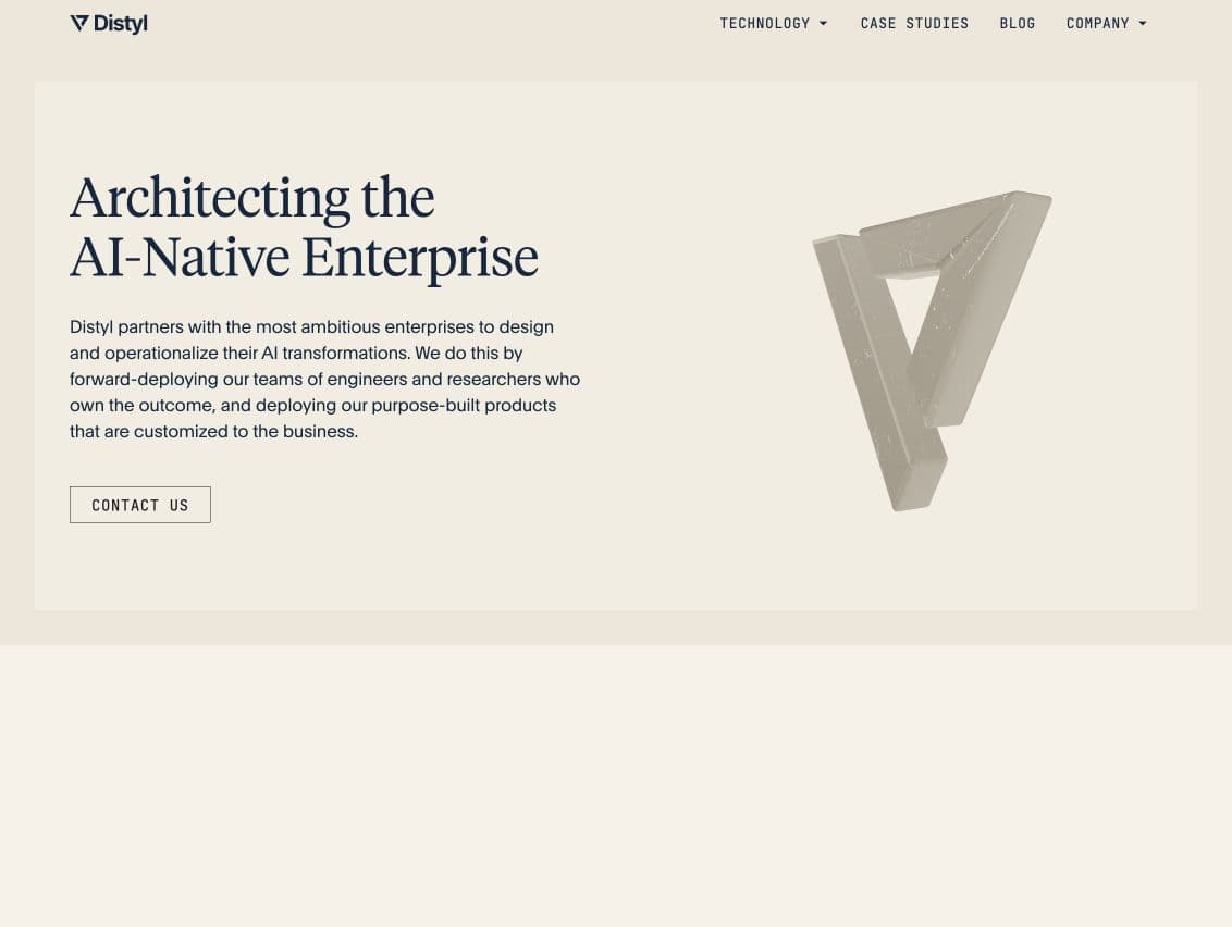 Distyl AI website homepage screenshot