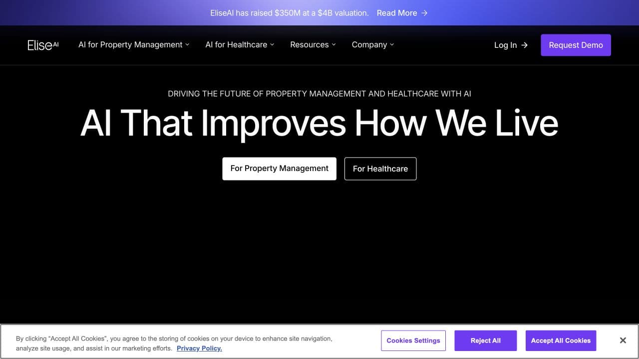 EliseAI website homepage screenshot