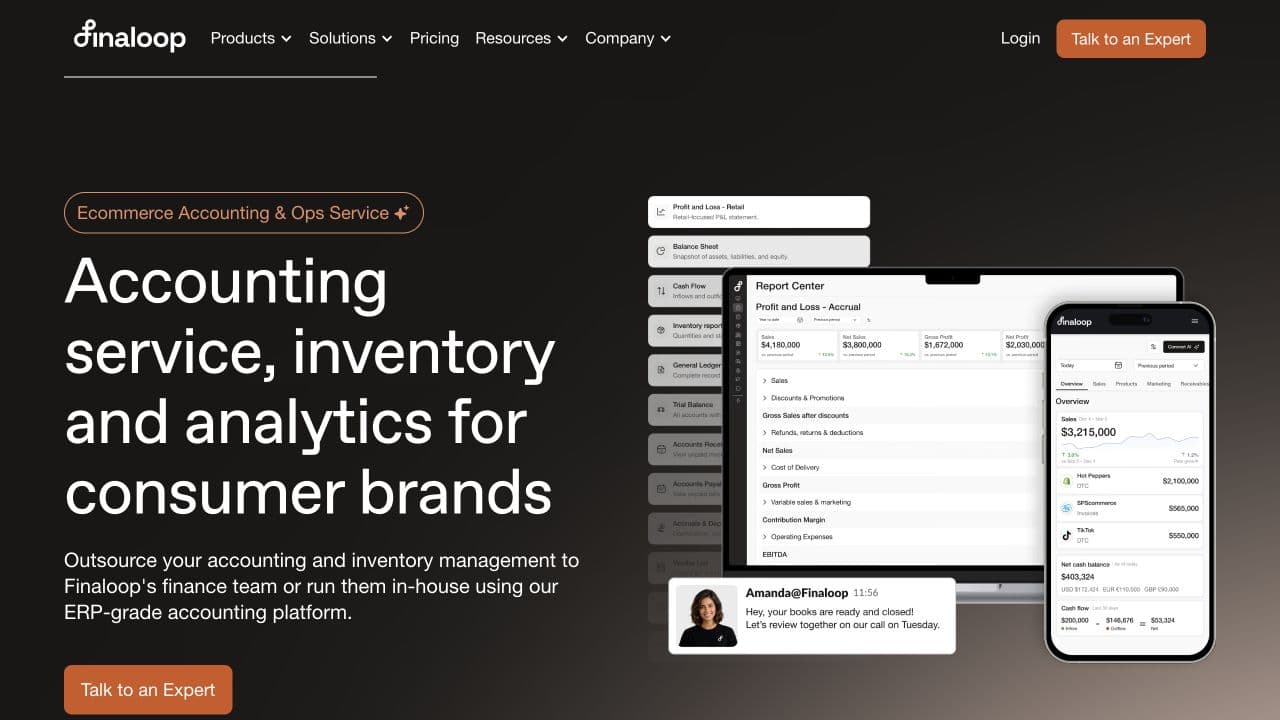 Finaloop website homepage screenshot