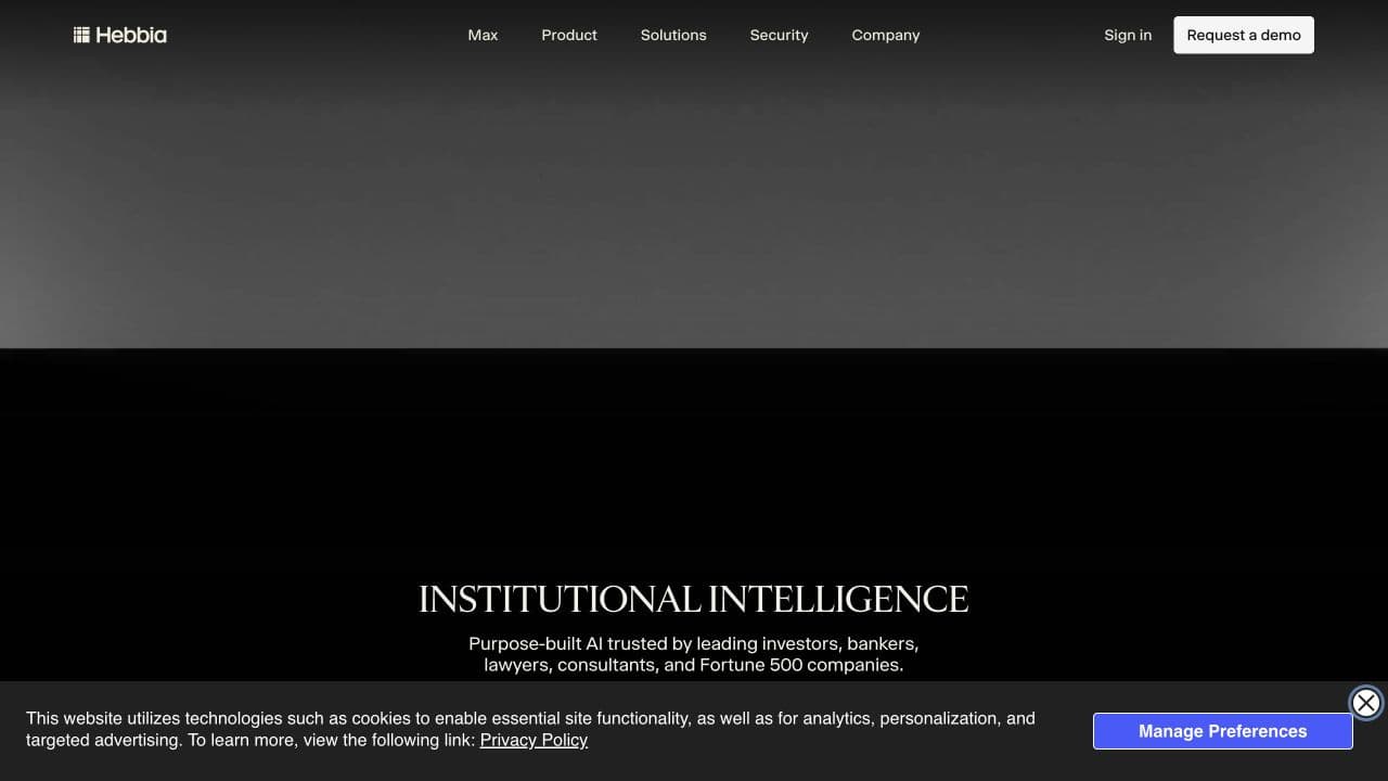 Hebbia website homepage screenshot