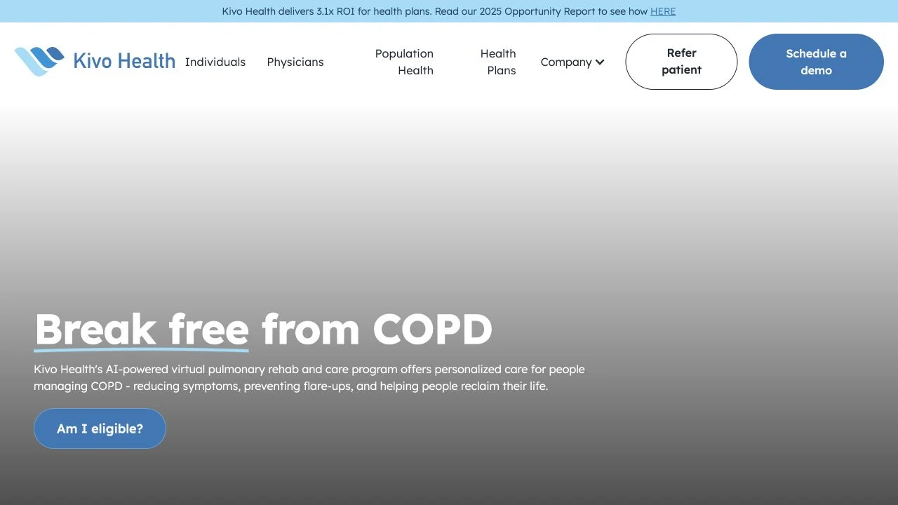 Kivo Health website homepage screenshot