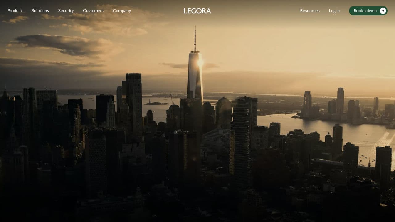 Legora website homepage screenshot