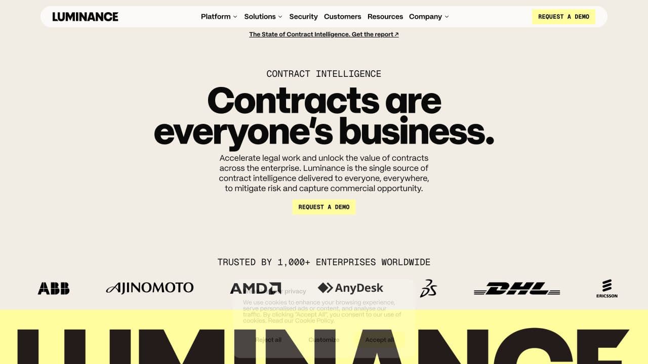 Luminance website homepage screenshot