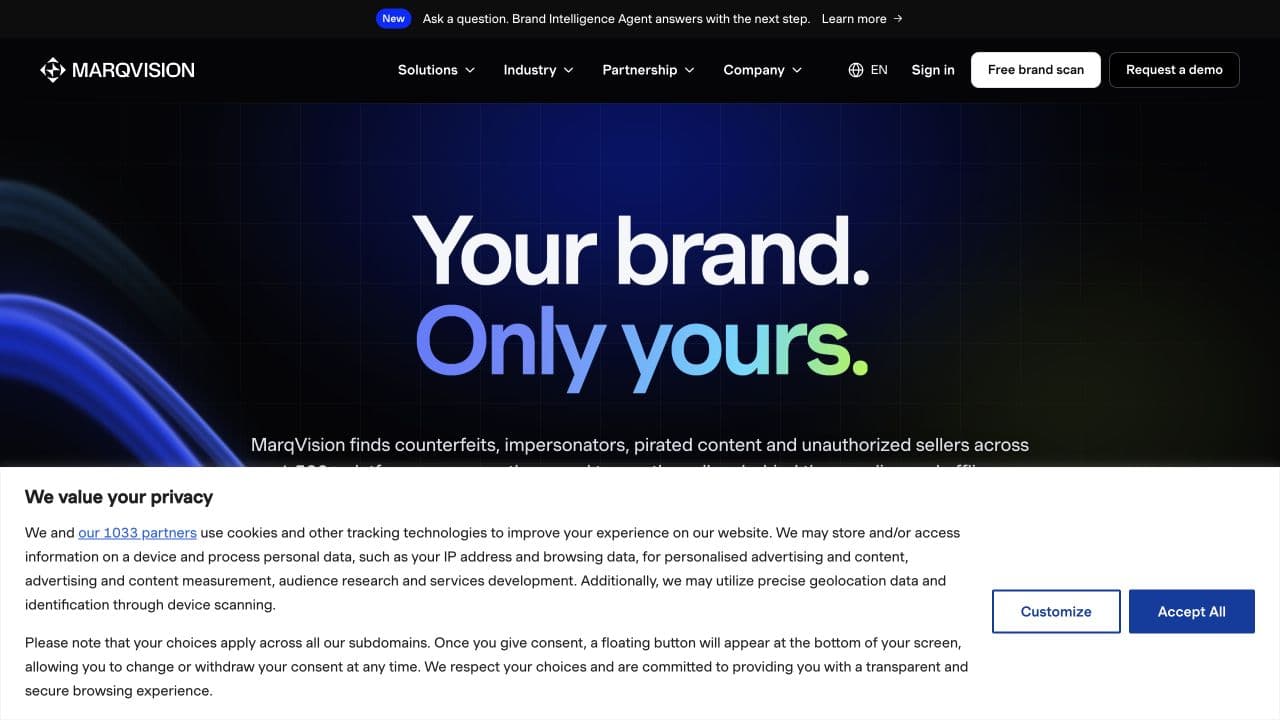 MarqVision website homepage screenshot