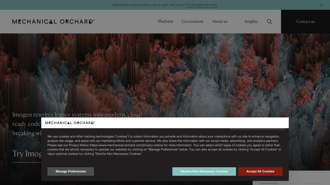Mechanical Orchard website homepage screenshot