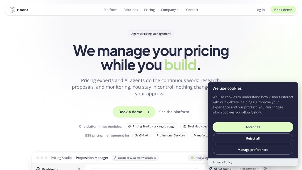 Mondrio website homepage screenshot