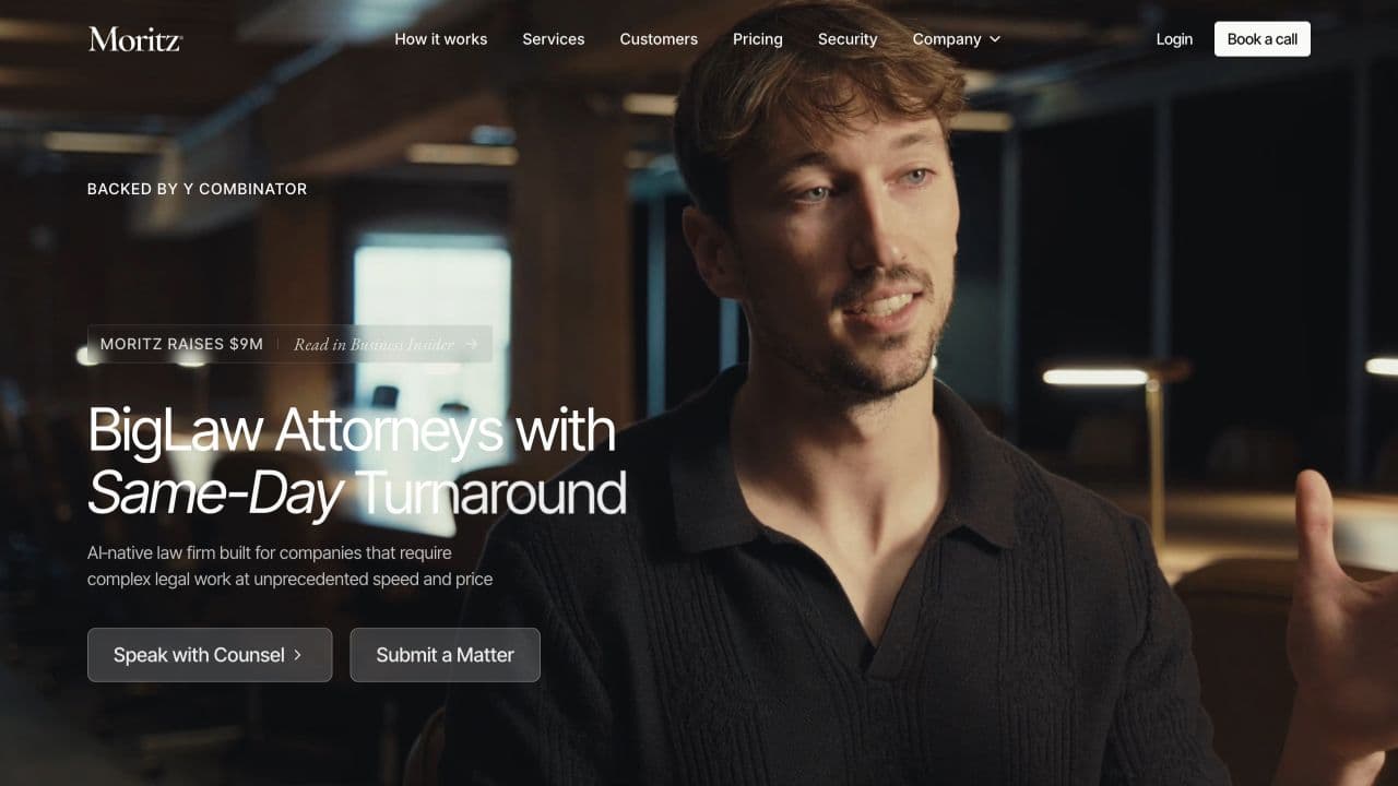 Moritz website homepage screenshot