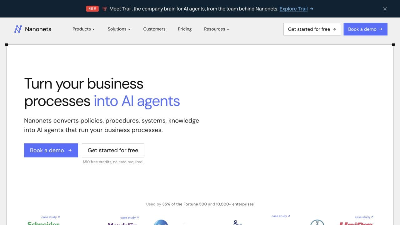 Nanonets website homepage screenshot