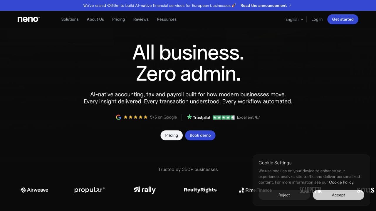 Neno website homepage screenshot