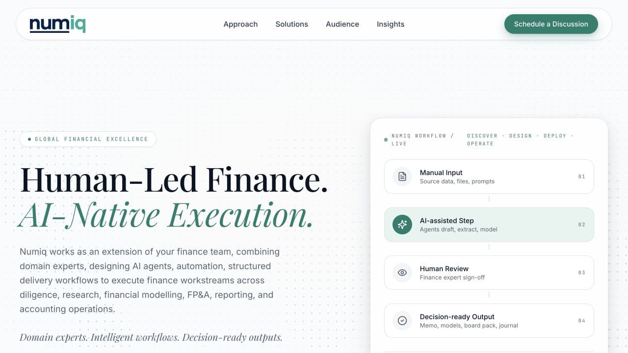 Numiq website homepage screenshot