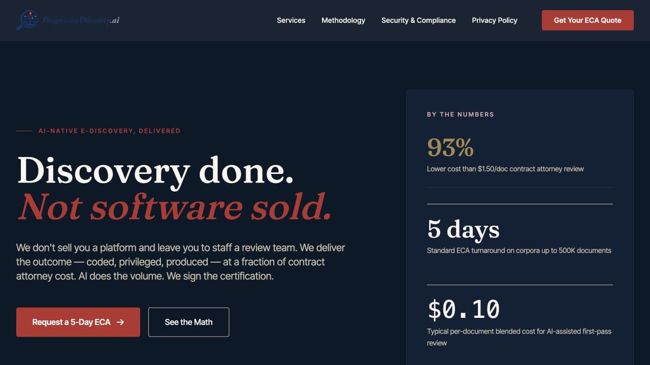 ProgressiveDiscovery.ai website homepage screenshot