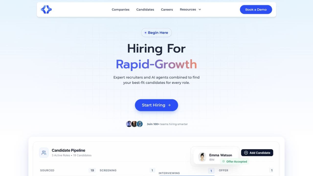 Recrew website homepage screenshot