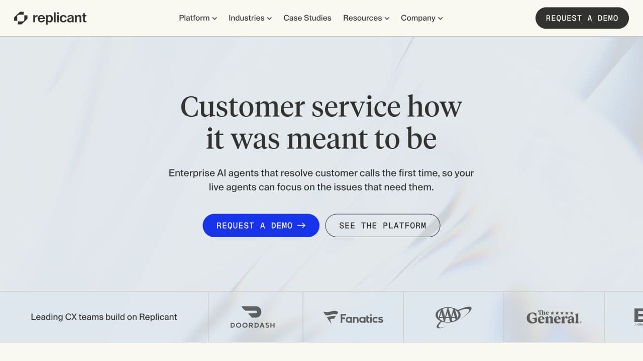 Replicant website homepage screenshot