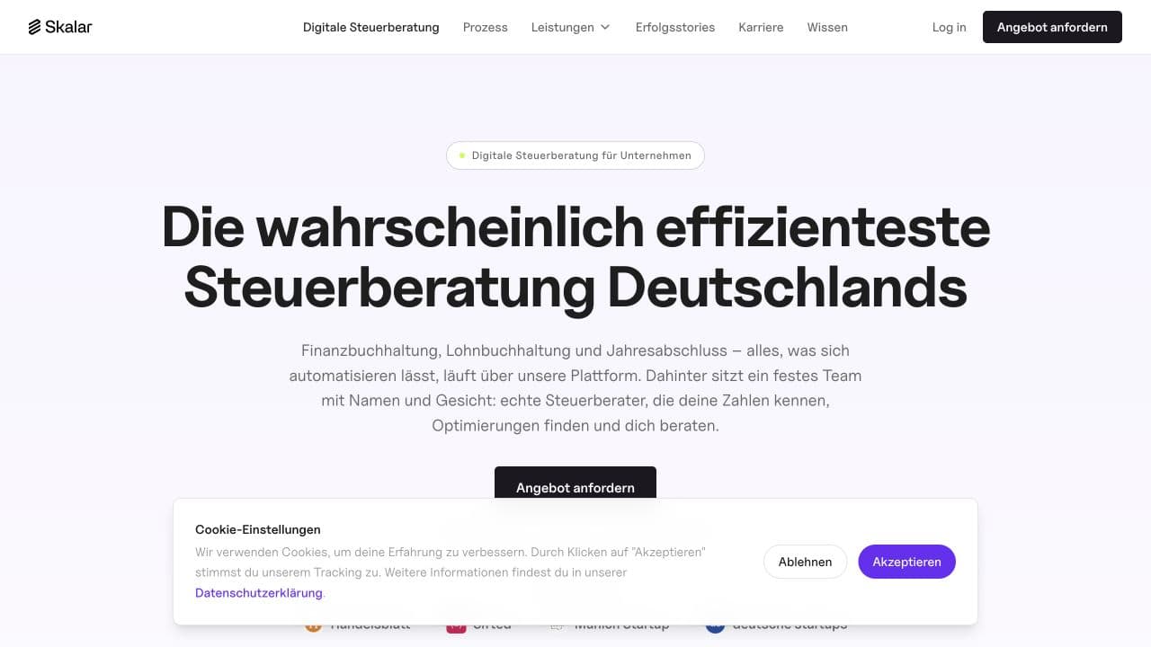 Skalar website homepage screenshot