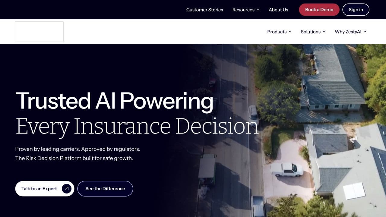 ZestyAI website homepage screenshot